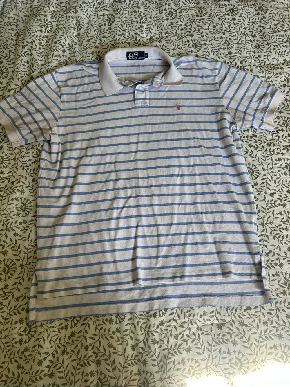 Polo by Ralph Lauren White with Light Blue Stripes Men’s Polo